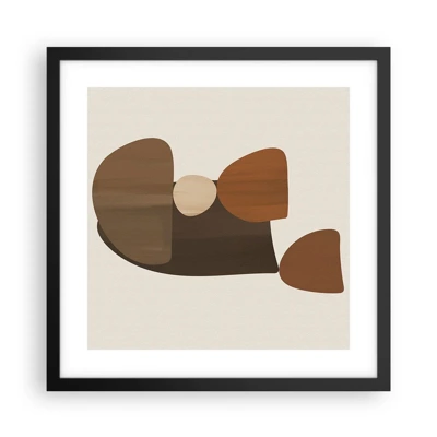 Poster in cornice nera - Composizione in marrone - 40x40 cm