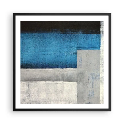 Poster in cornice nera - Composizione poetica in grigio e blu - 60x60 cm