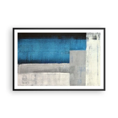 Poster in cornice nera - Composizione poetica in grigio e blu - 91x61 cm