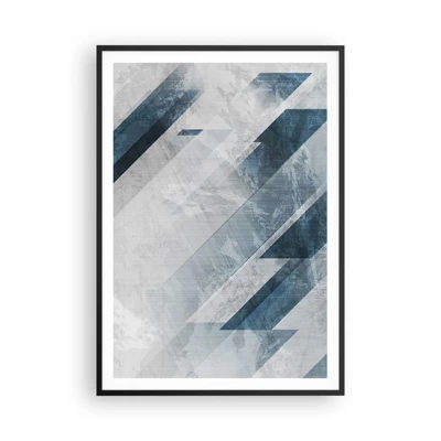 Poster in cornice nera - Composizione spaziale: movimento in grigio - 70x100 cm