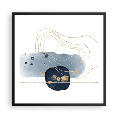 Poster in cornice nera - Fantasia blu e oro - 60x60 cm