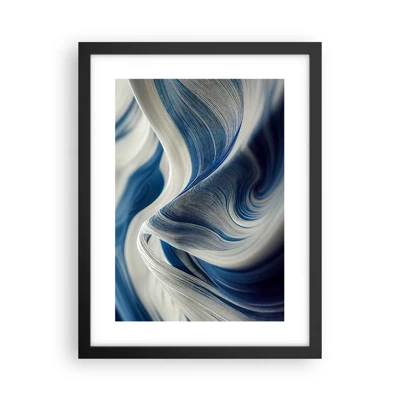 Poster in cornice nera - Fluidità di blu e di bianco - 30x40 cm