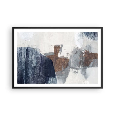 Poster in cornice nera - Forme blu e marroni - 91x61 cm