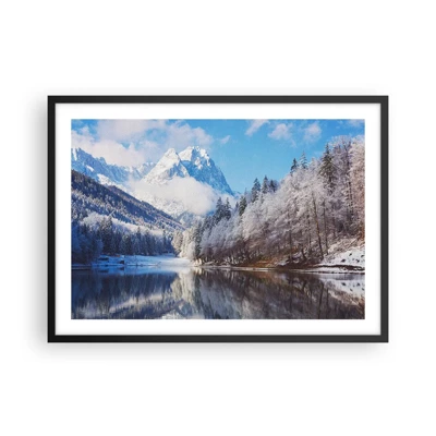 Poster in cornice nera - Il custode innevato - 70x50 cm