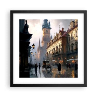 Poster in cornice nera - Il fascino delle sere di Praga - 40x40 cm