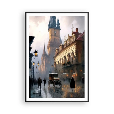 Poster in cornice nera - Il fascino delle sere di Praga - 70x100 cm