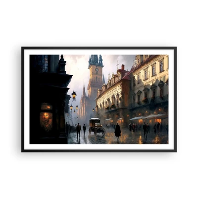 Poster in cornice nera - Il fascino delle sere di Praga - 91x61 cm