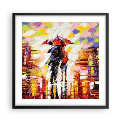 Poster in cornice nera - Insieme nella notte e nella pioggia - 50x50 cm