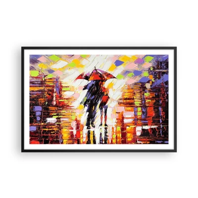 Poster in cornice nera - Insieme nella notte e nella pioggia - 91x61 cm