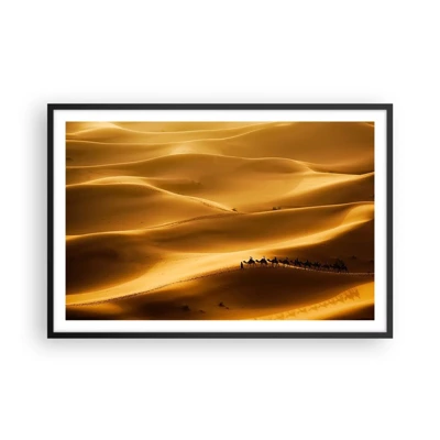 Poster in cornice nera - La carovana sulle onde del deserto - 91x61 cm