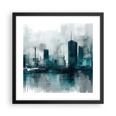 Poster in cornice nera - La città al colore della pioggia - 40x40 cm