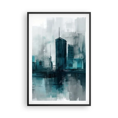 Poster in cornice nera - La città al colore della pioggia - 61x91 cm