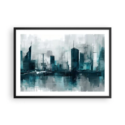 Poster in cornice nera - La città al colore della pioggia - 70x50 cm