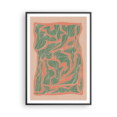 Poster in cornice nera - La lotta tra il corallo e il verde - 70x100 cm