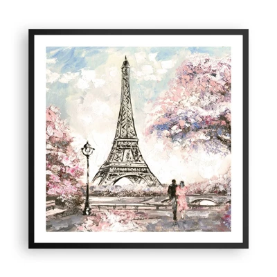 Poster in cornice nera - Passeggiata a Parigi in aprile - 60x60 cm