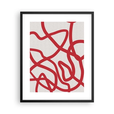 Poster in cornice nera - Rosso su bianco - 40x50 cm