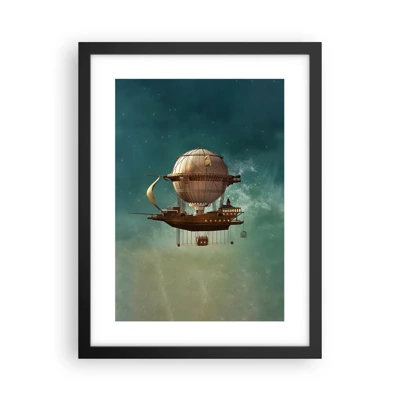 Poster in cornice nera - Saluti da Jules Verne - 30x40 cm