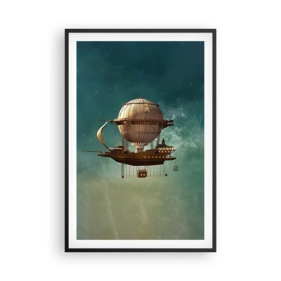 Poster in cornice nera - Saluti da Jules Verne - 61x91 cm