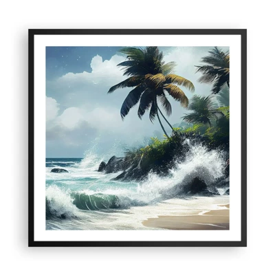 Poster in cornice nera - Sulla riva tropicale - 60x60 cm
