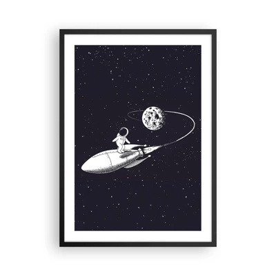 Poster in cornice nera - Surfista spaziale - 50x70 cm