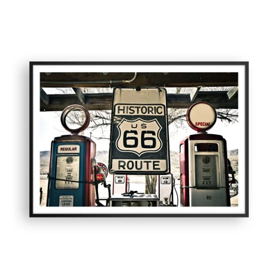 Poster in cornice nera - Viaggio retro americano - 100x70 cm