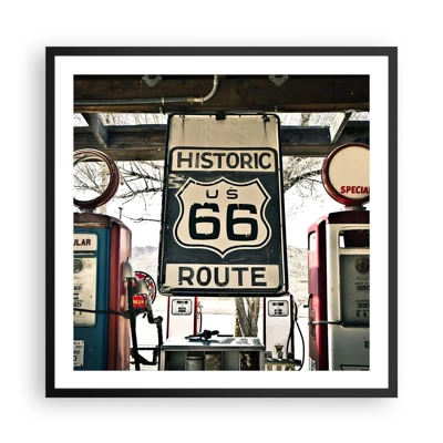 Poster in cornice nera - Viaggio retro americano - 60x60 cm