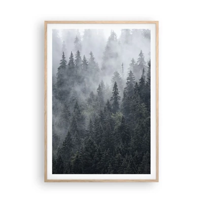 Poster in cornice rovere chiaro - Alba nel bosco - 70x100 cm