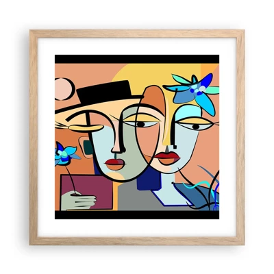 Poster in cornice rovere chiaro - Appuntamento in stile Picasso - 40x40 cm