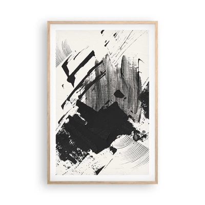 Poster in cornice rovere chiaro - Astrazione: espressione di nero - 61x91 cm