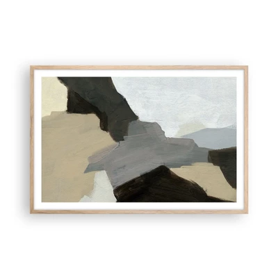 Poster in cornice rovere chiaro - Astrazione: il crocevia del grigio - 91x61 cm