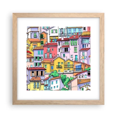 Poster in cornice rovere chiaro - Città allegra - 30x30 cm