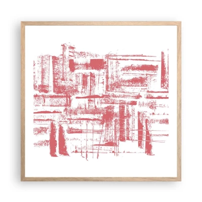 Poster in cornice rovere chiaro - Città rossa - 60x60 cm