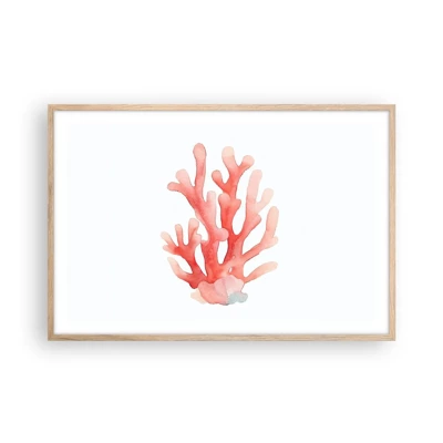 Poster in cornice rovere chiaro - Corallo color corallo - 91x61 cm