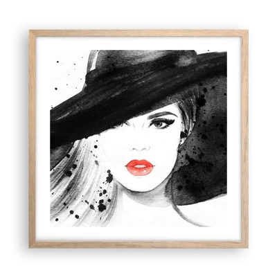 Poster in cornice rovere chiaro - Donna in nero - 50x50 cm