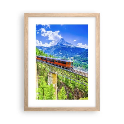 Poster in cornice rovere chiaro - Ferrovia alpina - 30x40 cm