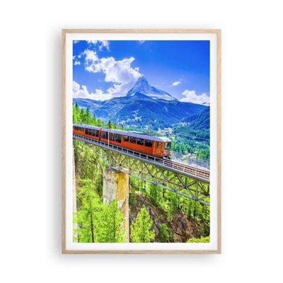 Poster in cornice rovere chiaro - Ferrovia alpina - 70x100 cm