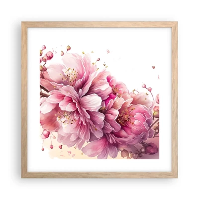 Poster in cornice rovere chiaro - Fiore di ciliegio - 40x40 cm