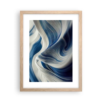Poster in cornice rovere chiaro - Fluidità di blu e di bianco - 30x40 cm