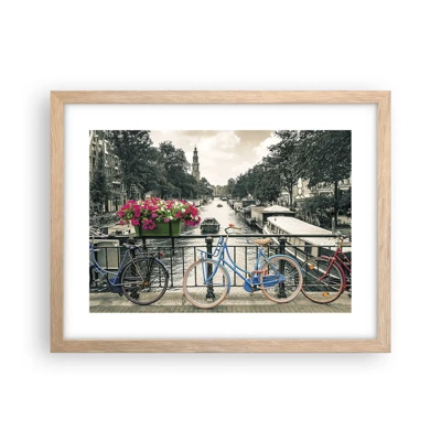 Poster in cornice rovere chiaro - I colori delle strade di Amsterdam - 40x30 cm