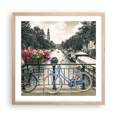 Poster in cornice rovere chiaro - I colori delle strade di Amsterdam - 50x50 cm