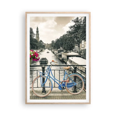 Poster in cornice rovere chiaro - I colori delle strade di Amsterdam - 70x100 cm