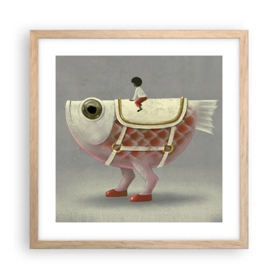 Poster in cornice rovere chiaro - Il cavaliere del pesce - 40x40 cm