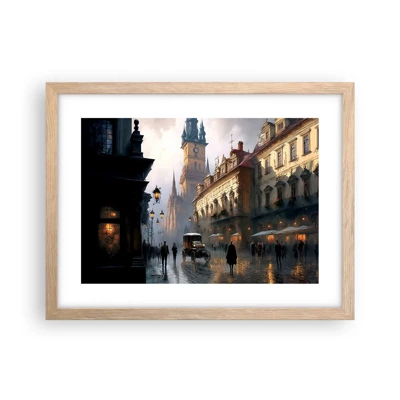 Poster in cornice rovere chiaro - Il fascino delle sere di Praga - 40x30 cm