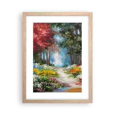 Poster in cornice rovere chiaro - Il giardino del bosco d'aprile - 30x40 cm