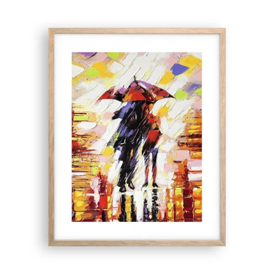 Poster in cornice rovere chiaro - Insieme nella notte e nella pioggia - 40x50 cm
