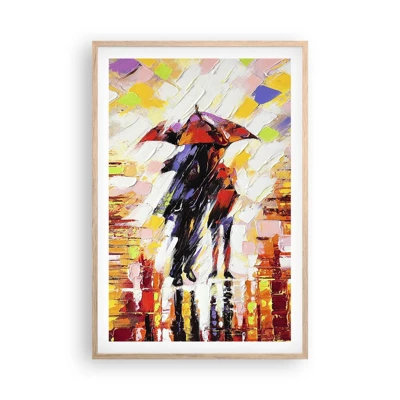 Poster in cornice rovere chiaro - Insieme nella notte e nella pioggia - 61x91 cm