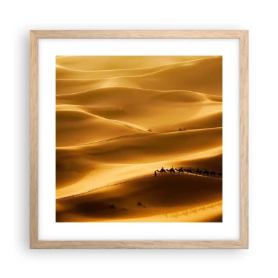 Poster in cornice rovere chiaro - La carovana sulle onde del deserto - 40x40 cm