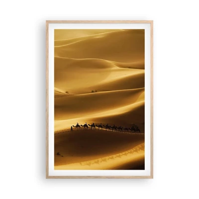 Poster in cornice rovere chiaro - La carovana sulle onde del deserto - 61x91 cm