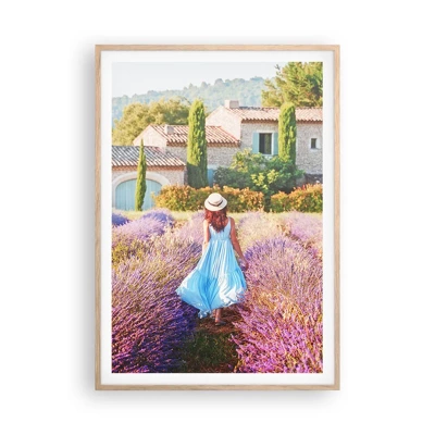 Poster in cornice rovere chiaro - La ragazza nella lavanda - 70x100 cm