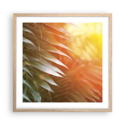 Poster in cornice rovere chiaro - L'alba nella giungla - 50x50 cm
